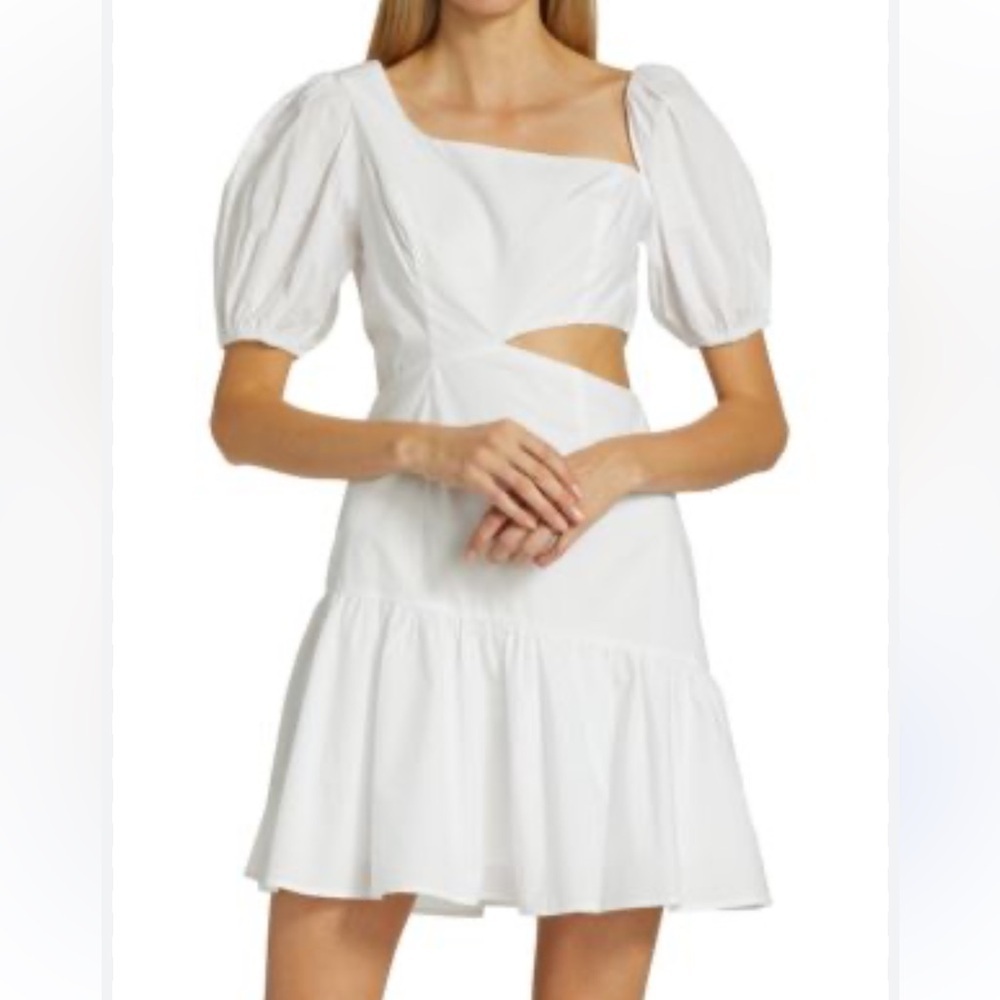 NWT ASTR The Label Mayfair Cotton puff sleeve cut out mini dress